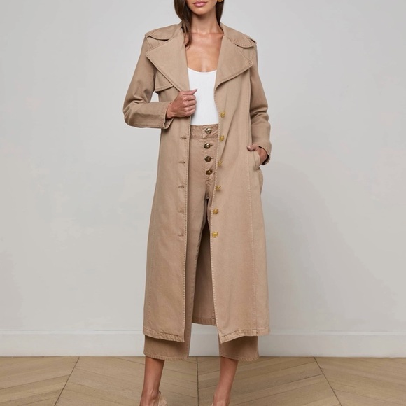 L'AGENCE Jackets & Blazers - L'AGENCE Long Beige Trench Coat